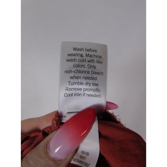 Nine West Camisole Top Womens Large Rust Satin Lace Trim Silky Adjustable Straps - Picture 12 of 12